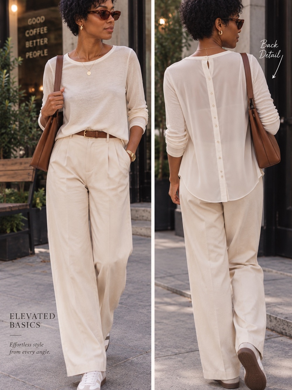 🥐MAKE OFFER🥐 Ann Taylor Ivory Merino Wool Light Weight Blouse Button Back Top M